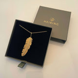 Feather pendant large goldplated