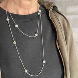 125cm Silver chain with Burma Jade
