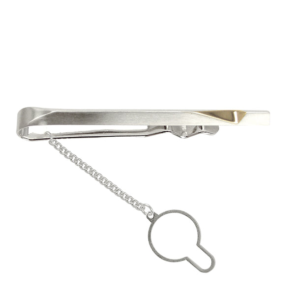 Tie clip with 14K gold and safety chain