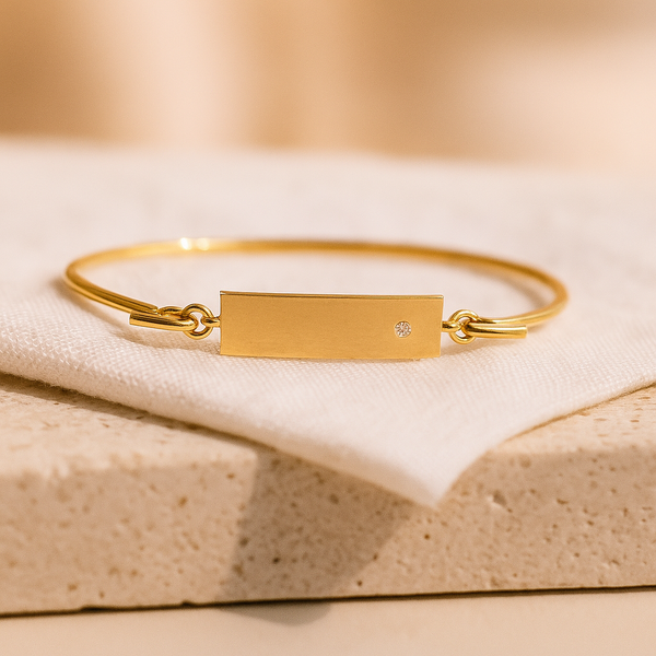 Armring med signet top med brillant