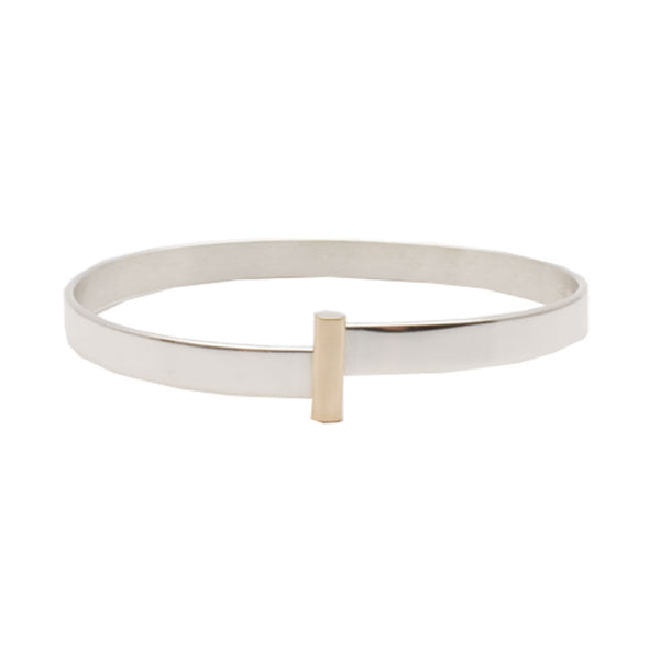 Bangle in silver with 14K gold