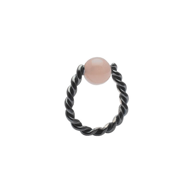 Ring with peach moonstone