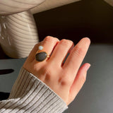 KOLO Ring with Grey Moonstone and Angelite