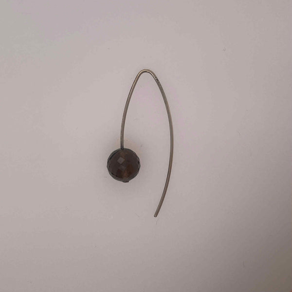 Globe earring with smokey quartz