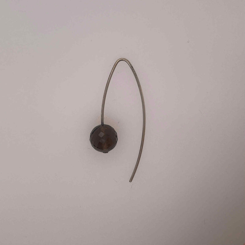 Globe earring with smokey quartz