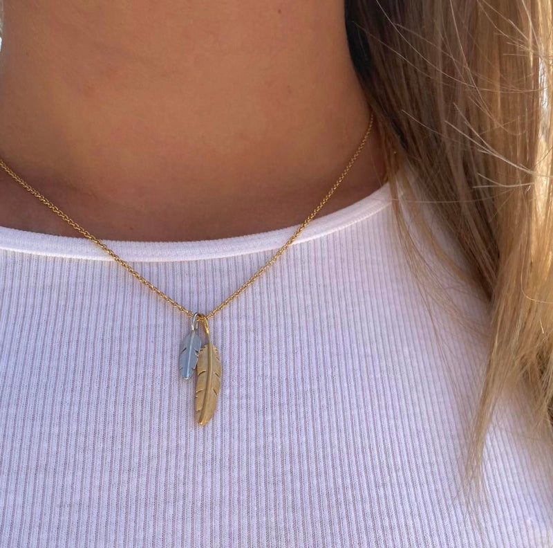 Feather pendant small goldplated