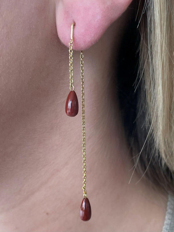 Stonedrops earring with red jasper