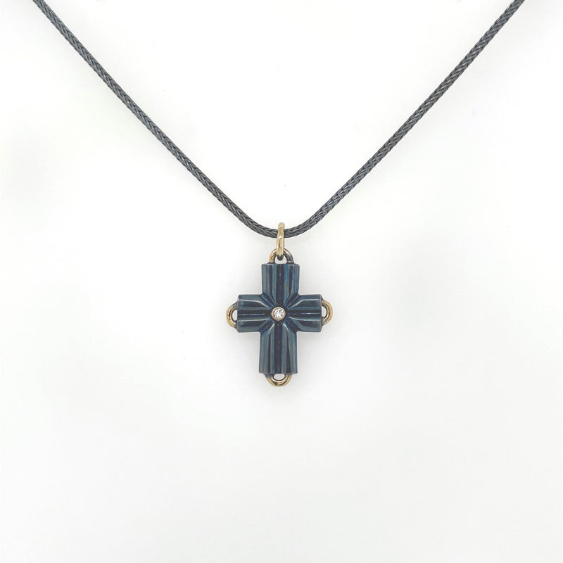 Cross pendant with 14K gold and diamond