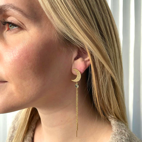 MOON earring with moonstone and chains