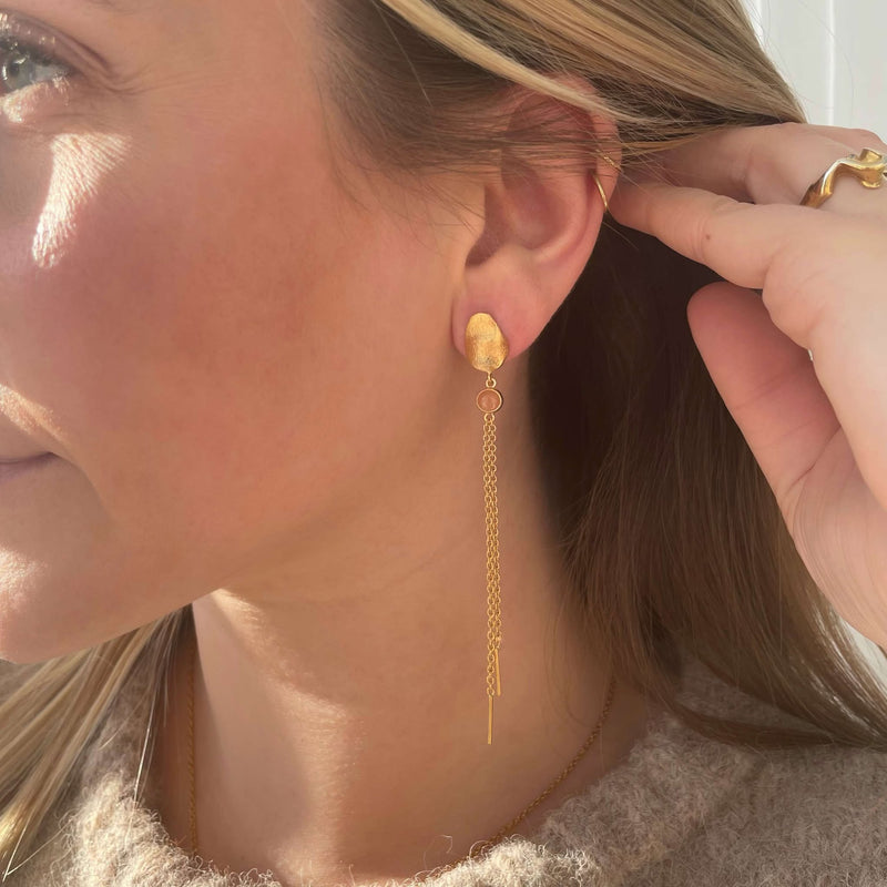 NORIA Earring with red jasper and chains