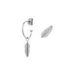 Feather mini earring and creol in silver