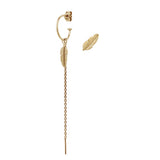 Feather mini earring and creol with chain in silver