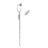 Feather mini earring and creol with chain in silver