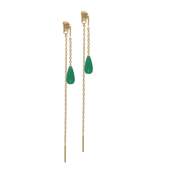 Stonedrops earring with green agate and chain
