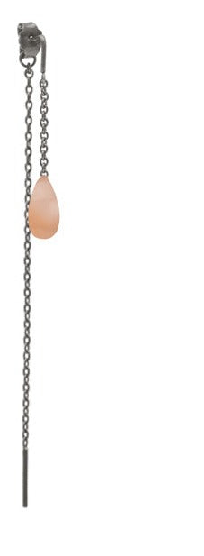 Stronedrops earring with peach moonstone and chain