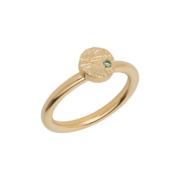 Coin ring with green diamond