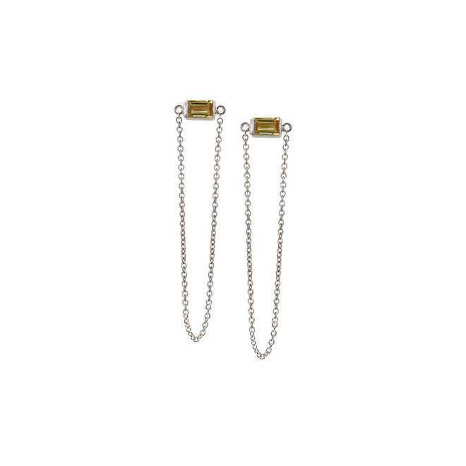 Square earring with chains