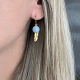 Creoles with Malaysia Jade and feather in silver