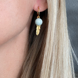 Creoles with Burma Jade and feather in silver