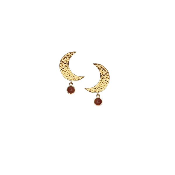 MOON earring with red jasper