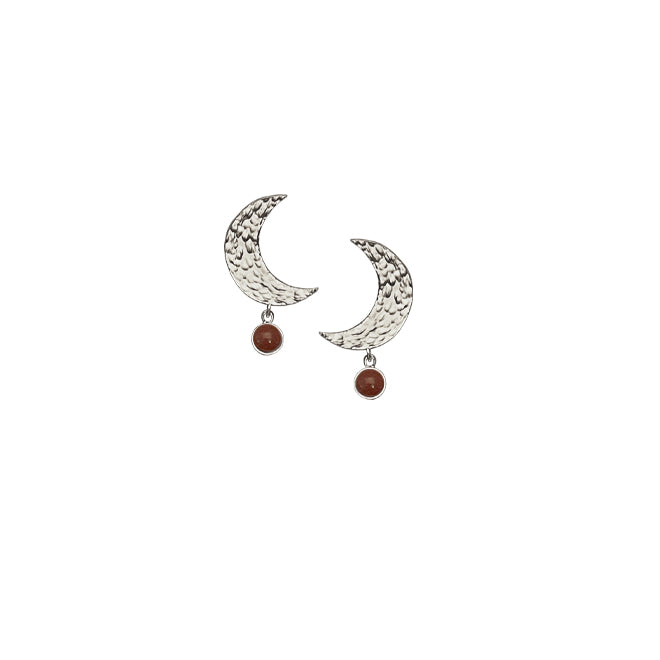 MOON earring with red jasper