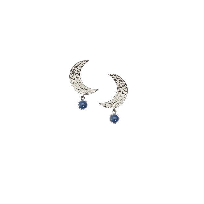 MOON earring with blue opal