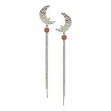 MOON earring with aventurine, diamond and chains