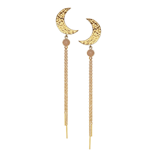 MOON earring with moonstone and chains