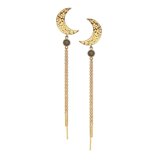 MOON earring with moonstone and chains