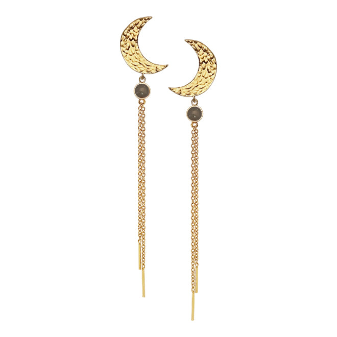 MOON earring with moonstone and chains