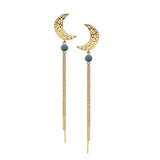 MOON earring with blue opal and chains