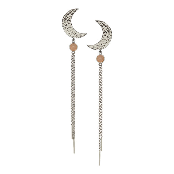 MOON earring with moonstone and chains