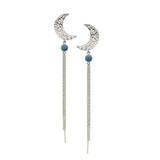 MOON earring with blue opal and chains