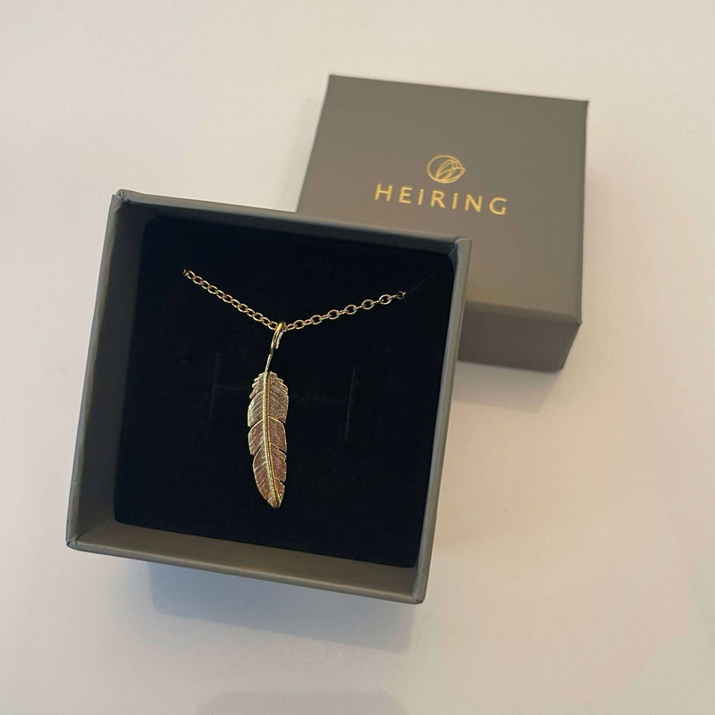 Feather pendant small 14K Gold