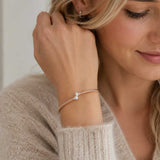 Silver bangle with zirconia
