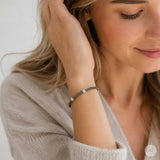 Silver bangle with zirconia