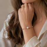 Silver bangle with zirconia