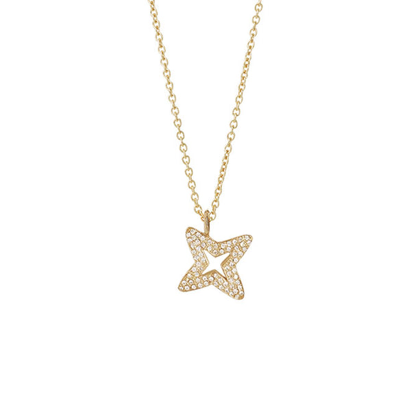 Star pendant in 18K gold with diamonds