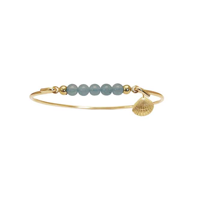 Armring med akvamarin og mini shell charm