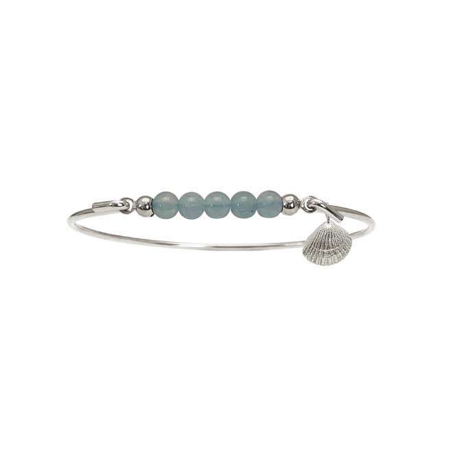 Armring med akvamarin og mini shell charm