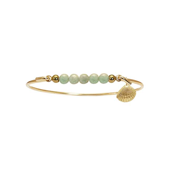 Armring med Burma Jade og mini shell charm