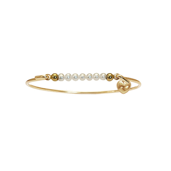 Bangle with pearl top and small heart charm