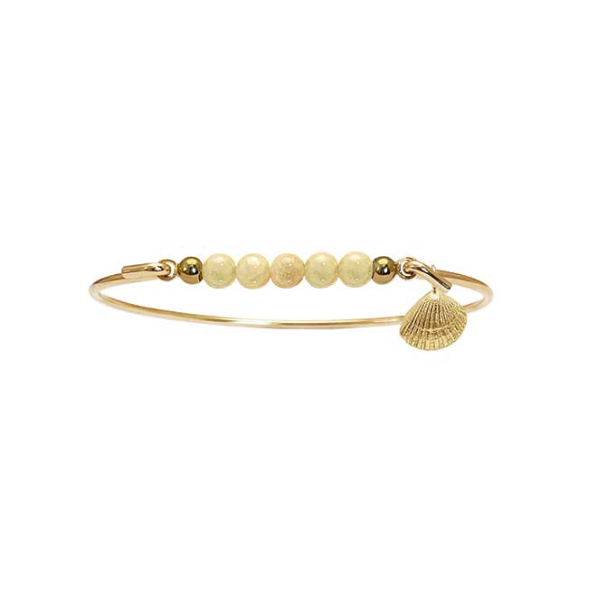Armring med gul jade og mini shell charm