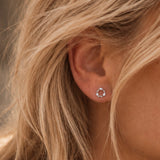 Flower circle earrings