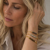 Multi bangle in silver with VELA Smoky Quartz top