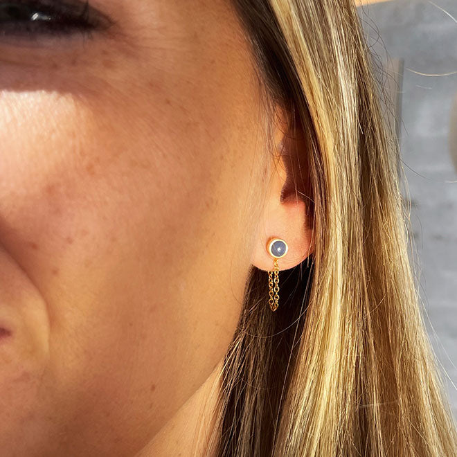 Horizon earring with Blue Opal