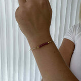 Armring med pink rhodonit top