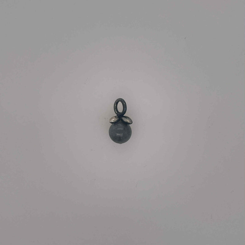 Flower pendant with black burma jade