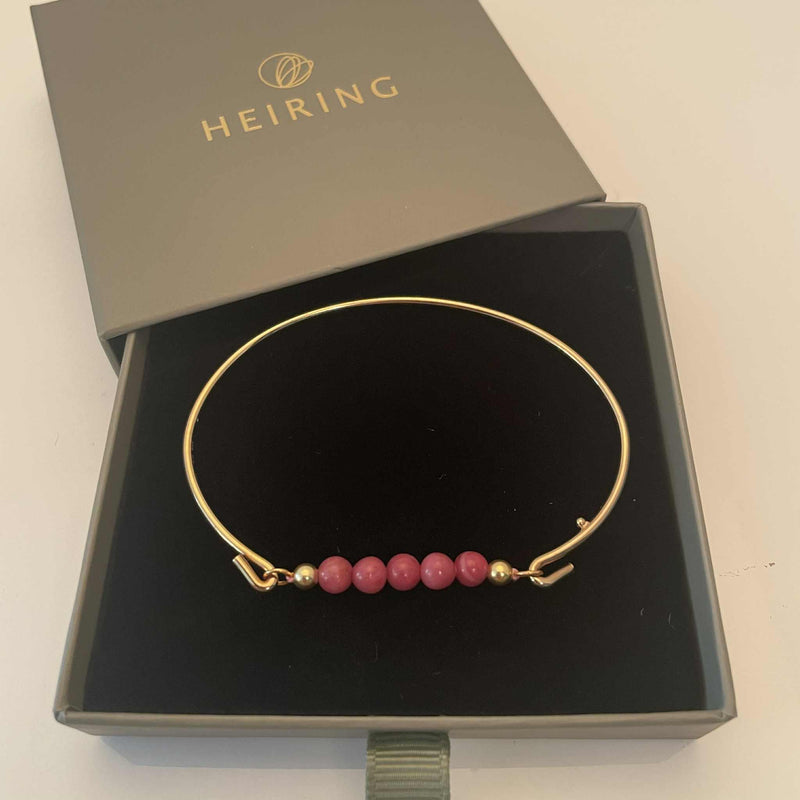 Armring med pink rhodonit top
