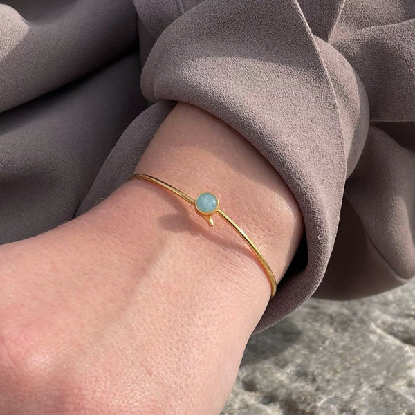 Koulè bangle with aquamarine